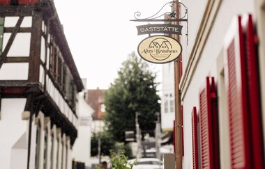 Altes Bräuhaus in Gaildorf: Eingangsschild