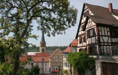 Ausblick auf die Altstadt von Möckmühl mit Fachwerk und Kirche | © Stadtverwaltung Möckmühl