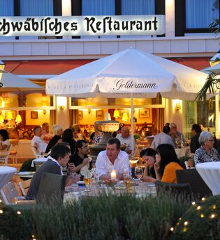 Schwäbisches Restaurant & Piazza im insel Hotel | Haus der Baden-Württemberger Weine