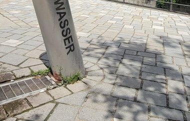 Trinkwasserbrunnen auf dem Unterwöhrd, Schwäbisch Hall | © Stadt Schwäbisch Hall