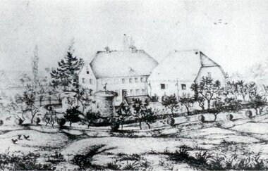 Alte Zeichnung der Wasserburg Schwarzach | © Gemeinde Schwarzach
