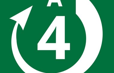 Grünes Logo mit weißer Schrift vom A4-Wanderweg | © Land der 1000 Hügel - Kraichgau-Stromberg