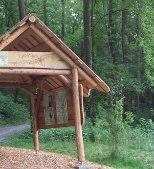 Eppinger Waldfühlpfad, Eingangsbereich, Hinweistafeln