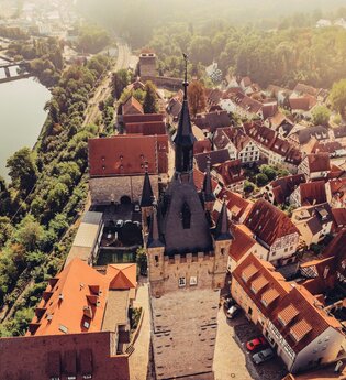 Luftaufnahme der Kaiserpfalz Bad Wimpfen | © TG Odenwald_Chris Frumolt