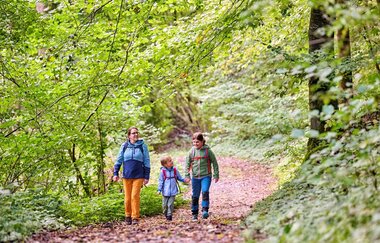 Wandernde Familie bei St. Wendel zum Stein | © Touristikgemeinschaft Hohenlohe e. V.  | Florian Trykowski