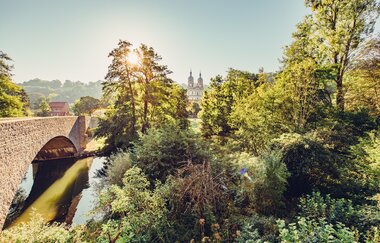 historische Jagstbrücke Olnhausen | Jagsttal - Kocher-Jagst-Radweg | HeilbronnerLand | © Arbeitsgemeinschaft Kocher-Jagst-Radweg